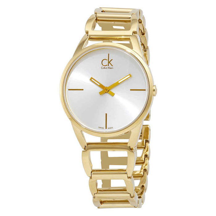 【Calvin Klein】CK手錶 K3G23526 優雅手環造型 鋼錶帶女錶 淺金/銀 34mm
