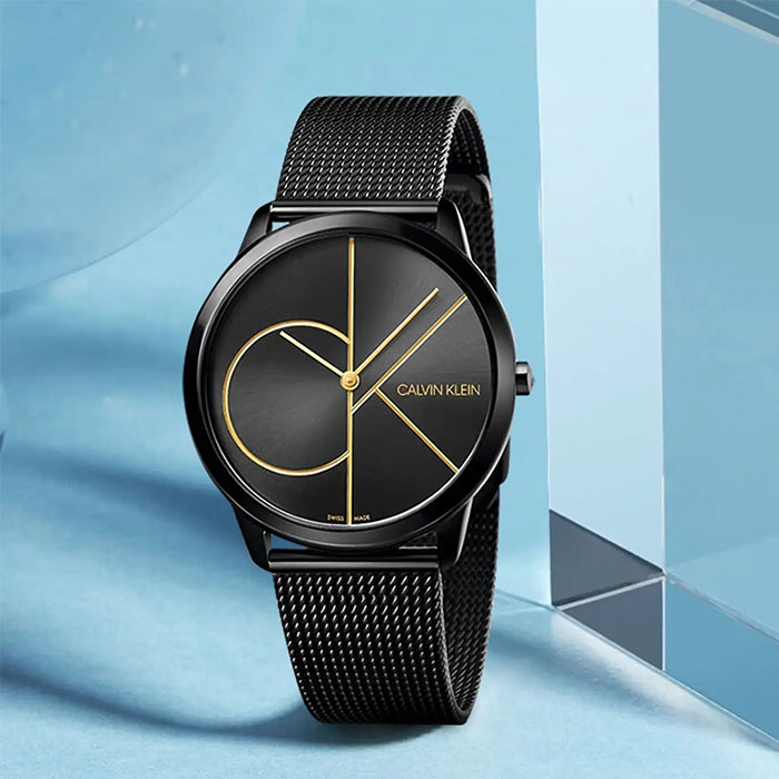 【Calvin Klein】CK手錶 K3M214X1 經典LOGO 大款 米蘭錶帶男錶 金色/黑 40mm