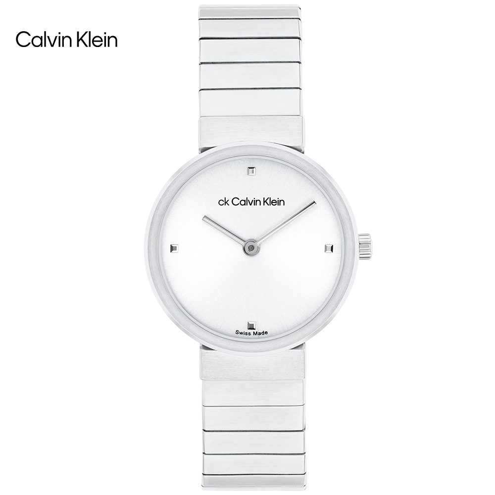 Calvin Klein 凱文克萊 極簡素面時尚腕錶/銀/28mm/CK25000041
