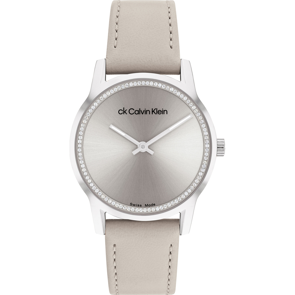 Calvin Klein 凱文克萊 CK 瑞士製晶鑽皮帶女錶-32mm(25000023)