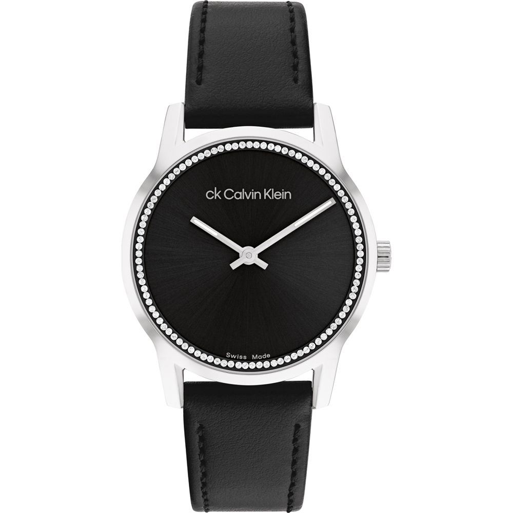 Calvin Klein 凱文克萊 CK 瑞士製晶鑽皮帶女錶-32mm(25000022)