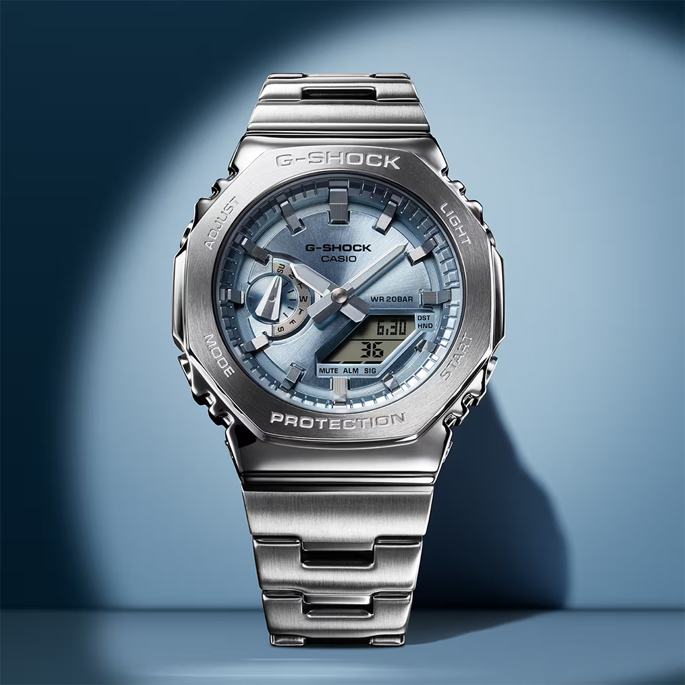 CASIO 卡西歐 G-SHOCK 金屬光系列八角雙顯電子錶手錶(GM-2110D-2A)