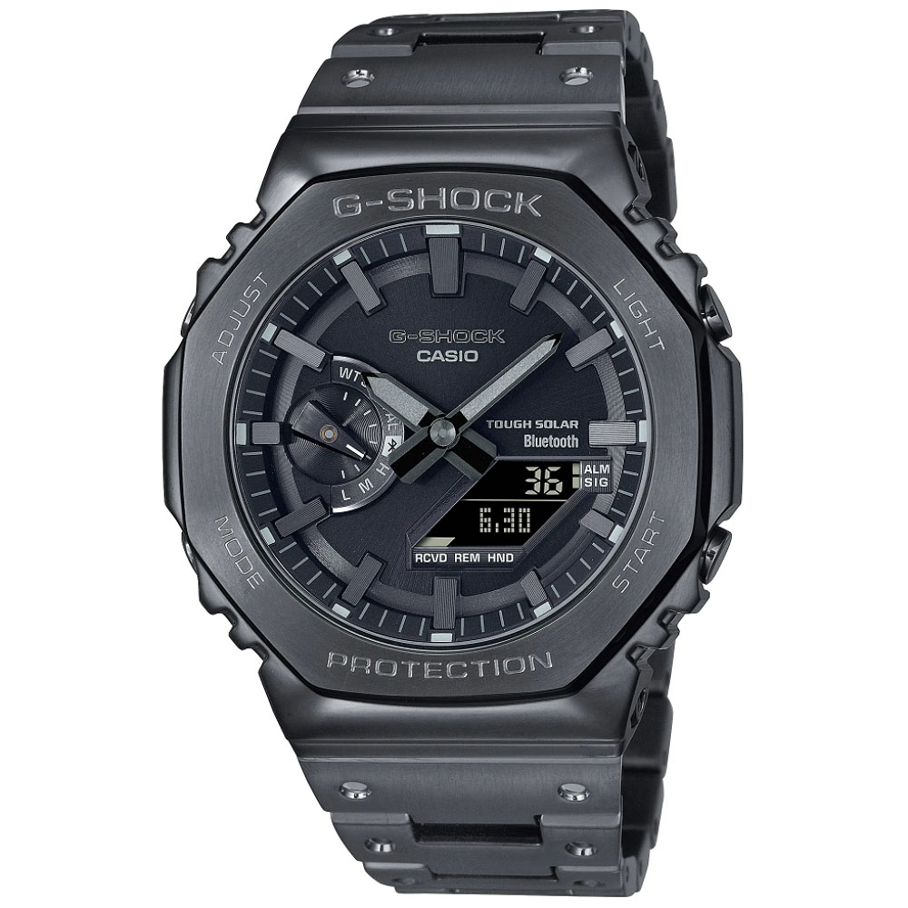 CASIO卡西歐 G-SHOCK 太陽能x藍芽連線 八角錶殼 金屬雙顯腕錶 44.4mm / GM-B2100BD-1A