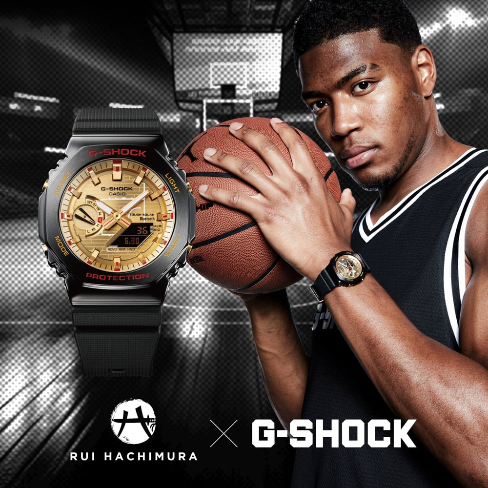 【CASIO 卡西歐】G-SHOCK NBA八村壘聯名 八角形金屬錶圈 藍芽 太陽能電力 GBM-2100RH-1A 44.4mm