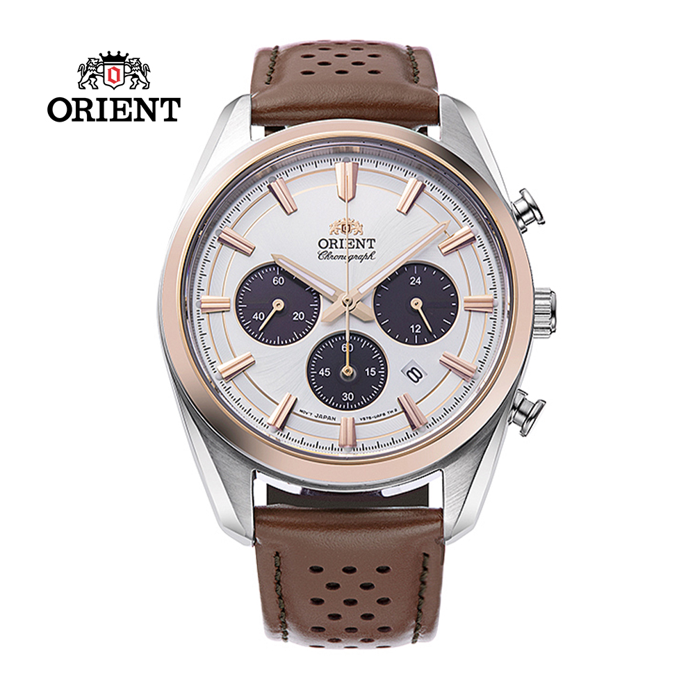 ORIENT 東方錶 Quartz Sports系列 太陽能跑馬計時腕錶 皮帶款 白色 RA-TX0306S - 40.0 mm