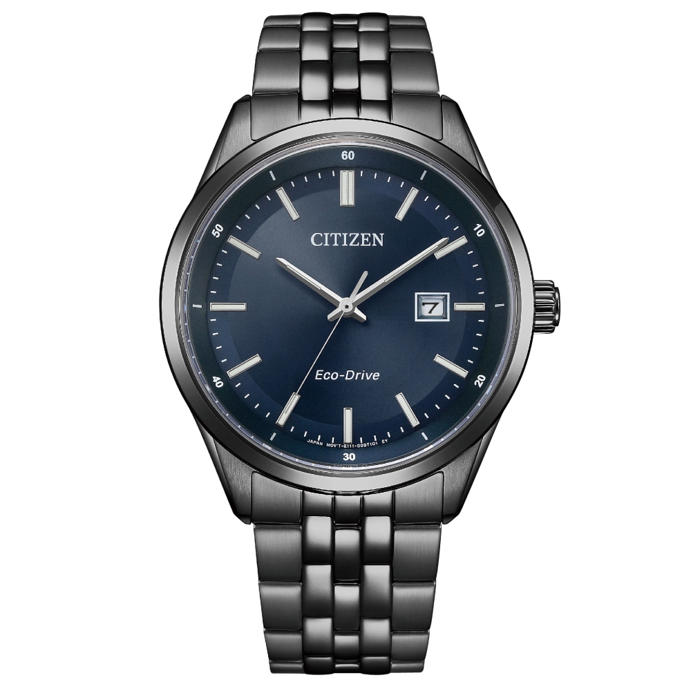 CITIZEN 簡約紳士藍寶石鏡面光動能腕錶BM7567-50L