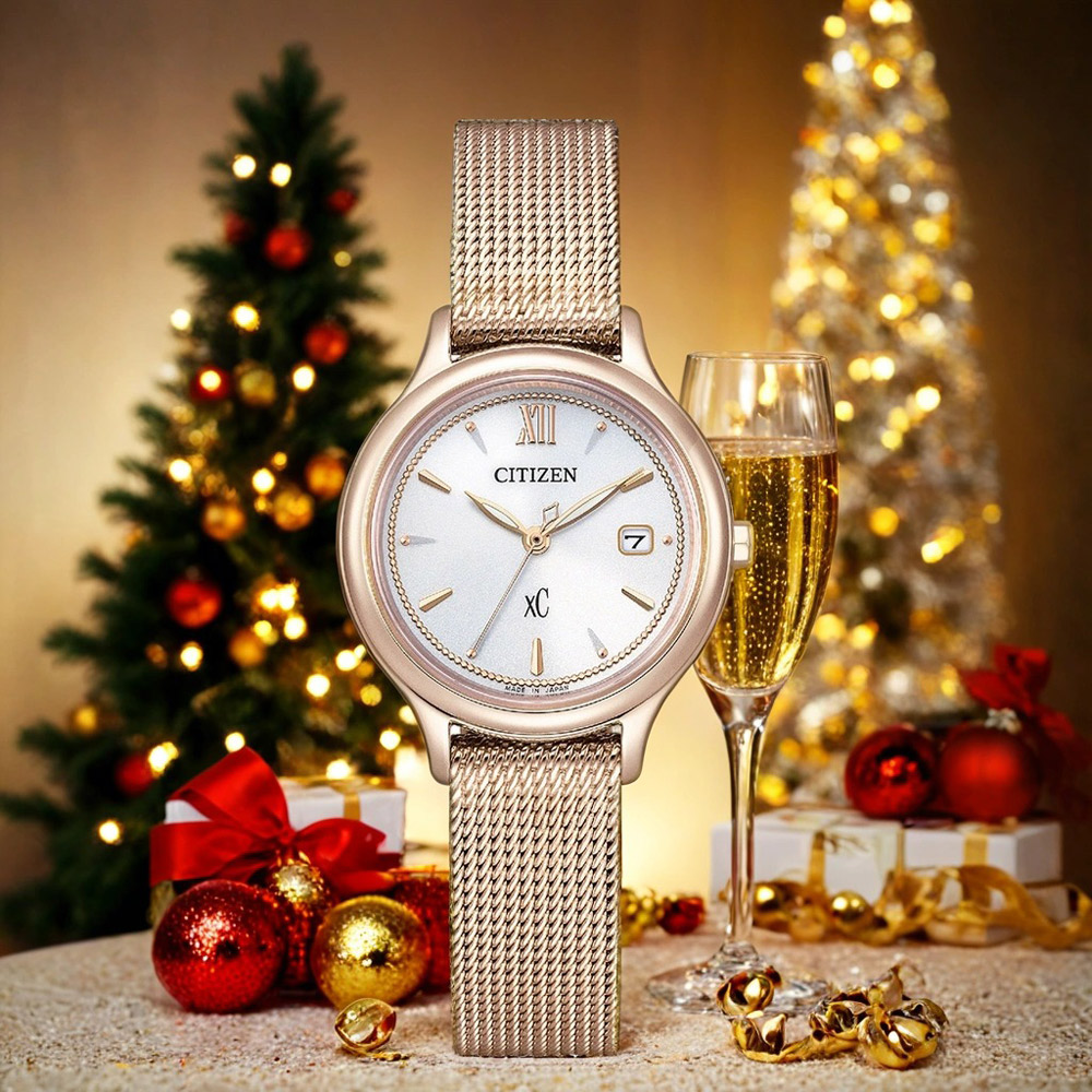 CITIZEN 星辰 XC 聖誕節推薦 水耀光 亞洲限定光動能米蘭帶女錶(EW2635-62A)