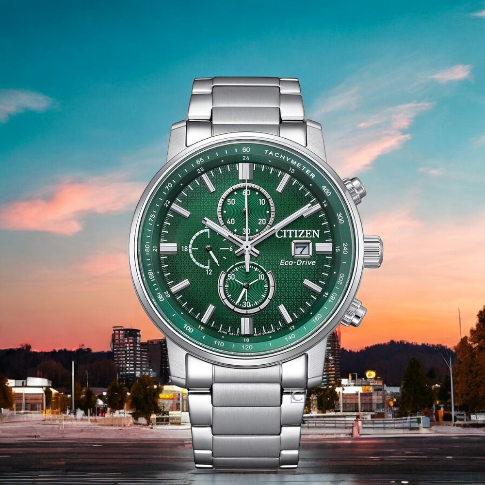 CITIZEN 星辰錶 亞洲限定 情人節推薦款 光動能計時手錶-綠43mm CA0840-87X