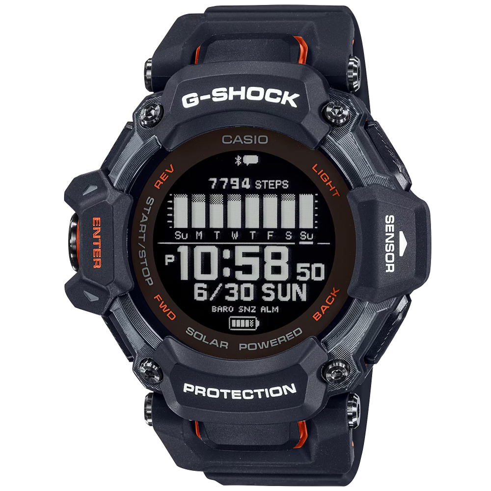 CASIO卡西歐 G-SHOCK 心率監測器 GPS 太陽能 藍芽運動腕錶 52.6mm / GBD-H2000-1A