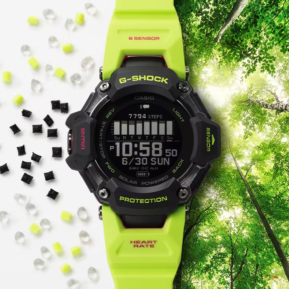 CASIO卡西歐 G-SHOCK 心率監測器 GPS 太陽能 藍芽運動腕錶 52.6mm / GBD-H2000-1A9