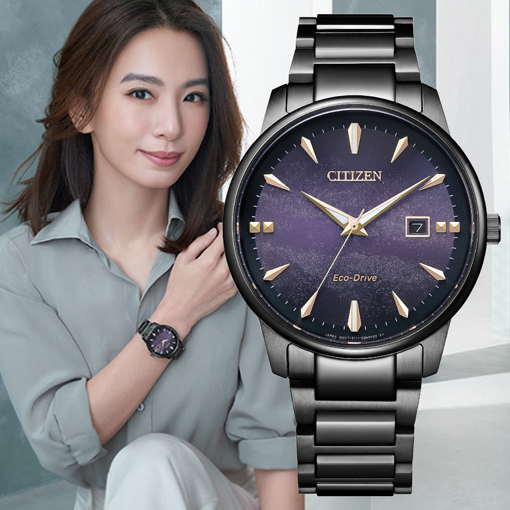 CITIZEN 星辰 PAIR Hebe廣告款 紫色天川銀河 光動能腕錶-39.2mm BM7595-89X