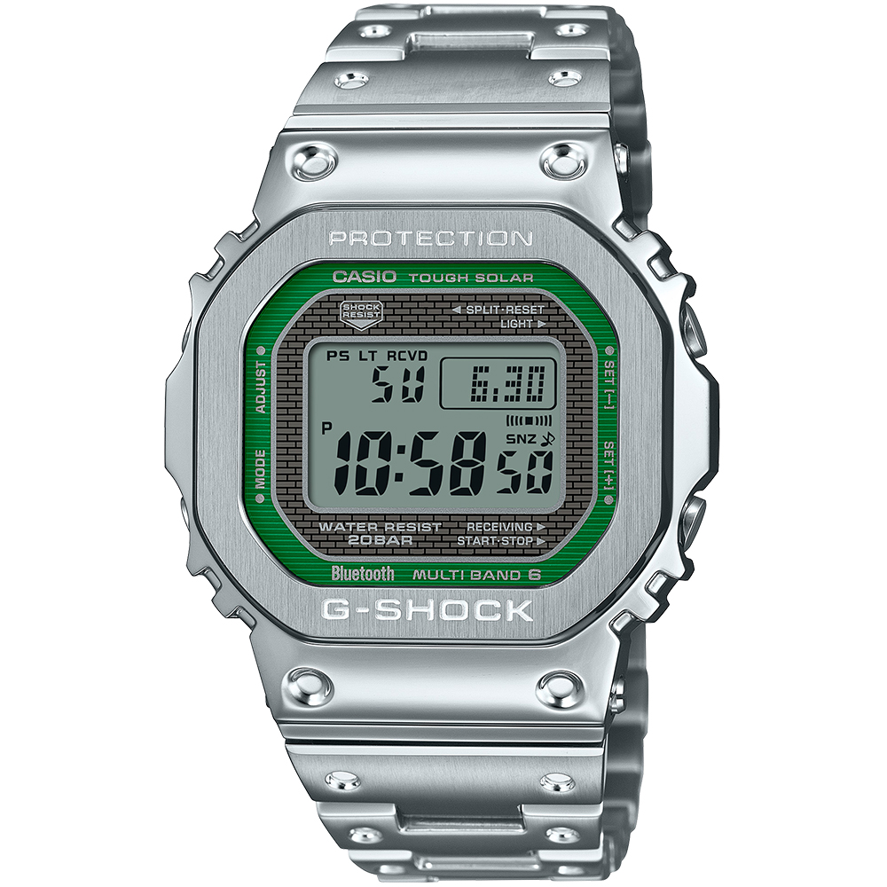 CASIO G-SHOCK 經典方形太陽能藍芽電波錶/銀/GMW-B5000D-3
