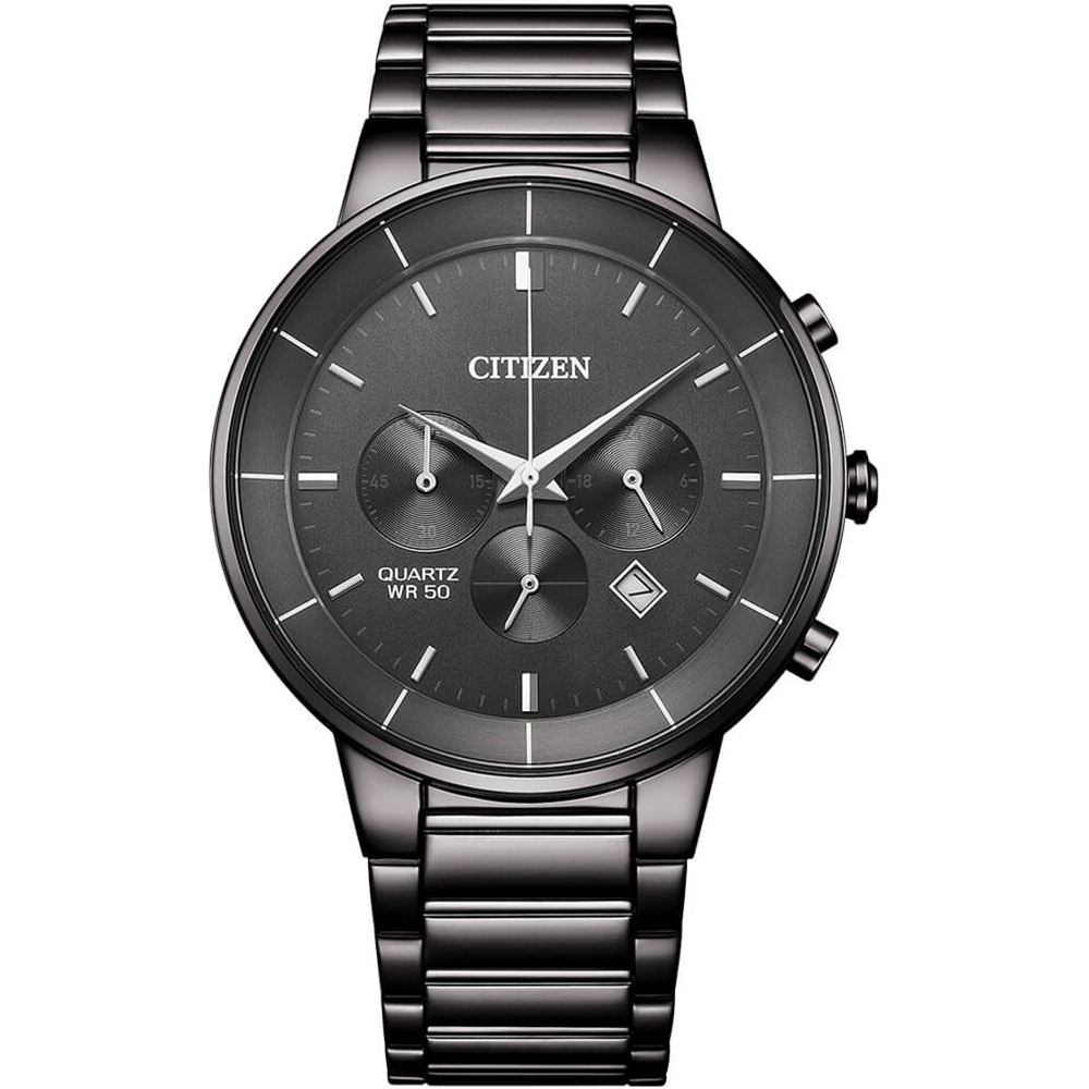 CITIZEN 星辰 光動能經典三眼計時錶/鐵灰/42mm/AN8227-53H