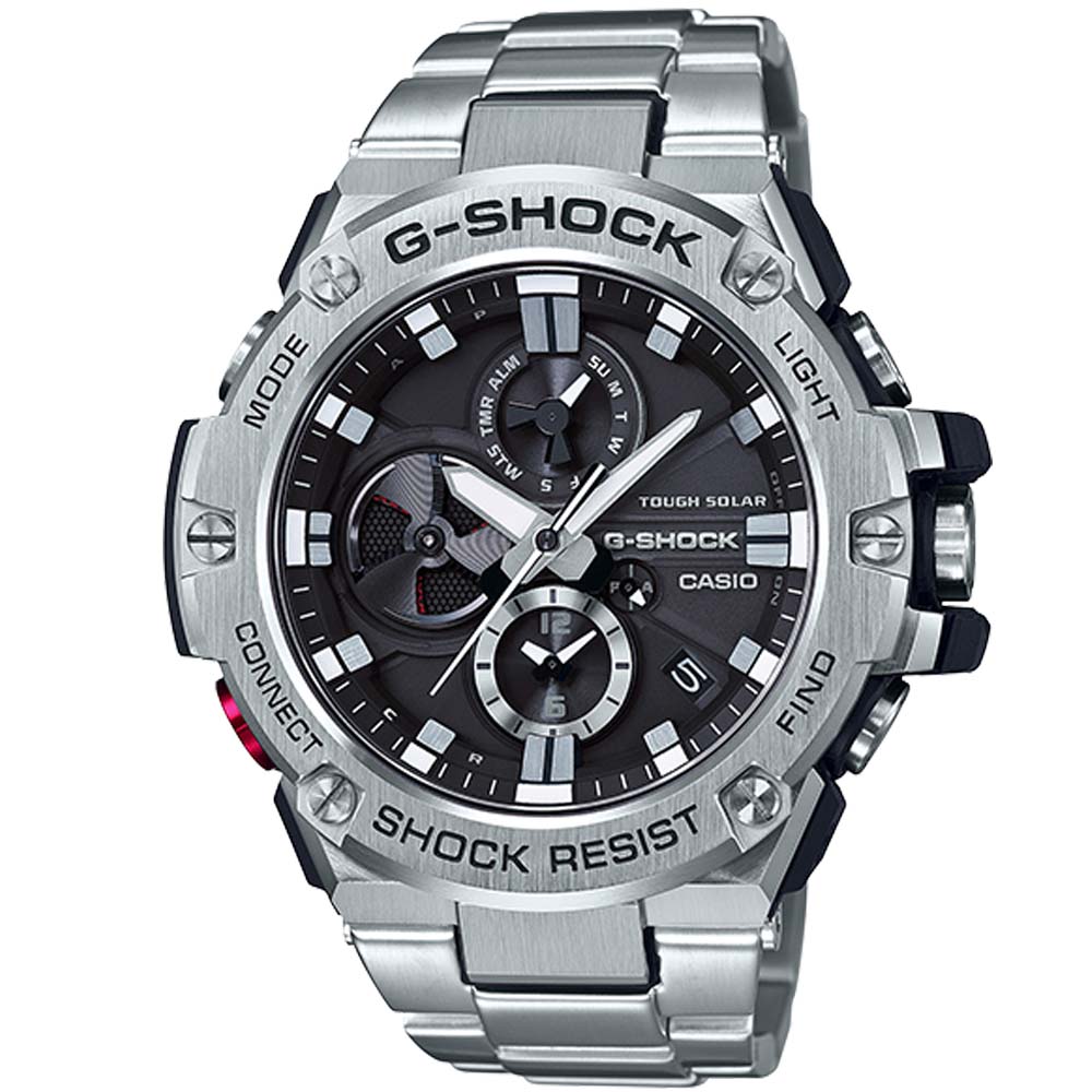 【CASIO 卡西歐】 G-SHOCK G-STEEL 系列藍芽太陽能電力 高密度分層防護構造 GST-B100D-1A 53.8mm