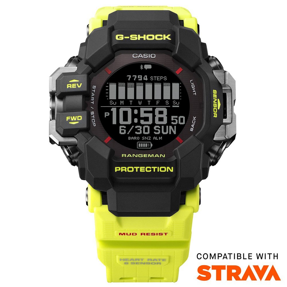 【CASIO 卡西歐】G-SHOCK GPS 藍芽 心率 太陽能電力 警示亮黃 緊急救援系列 GPR-H1000RY-1A9 53.2mm