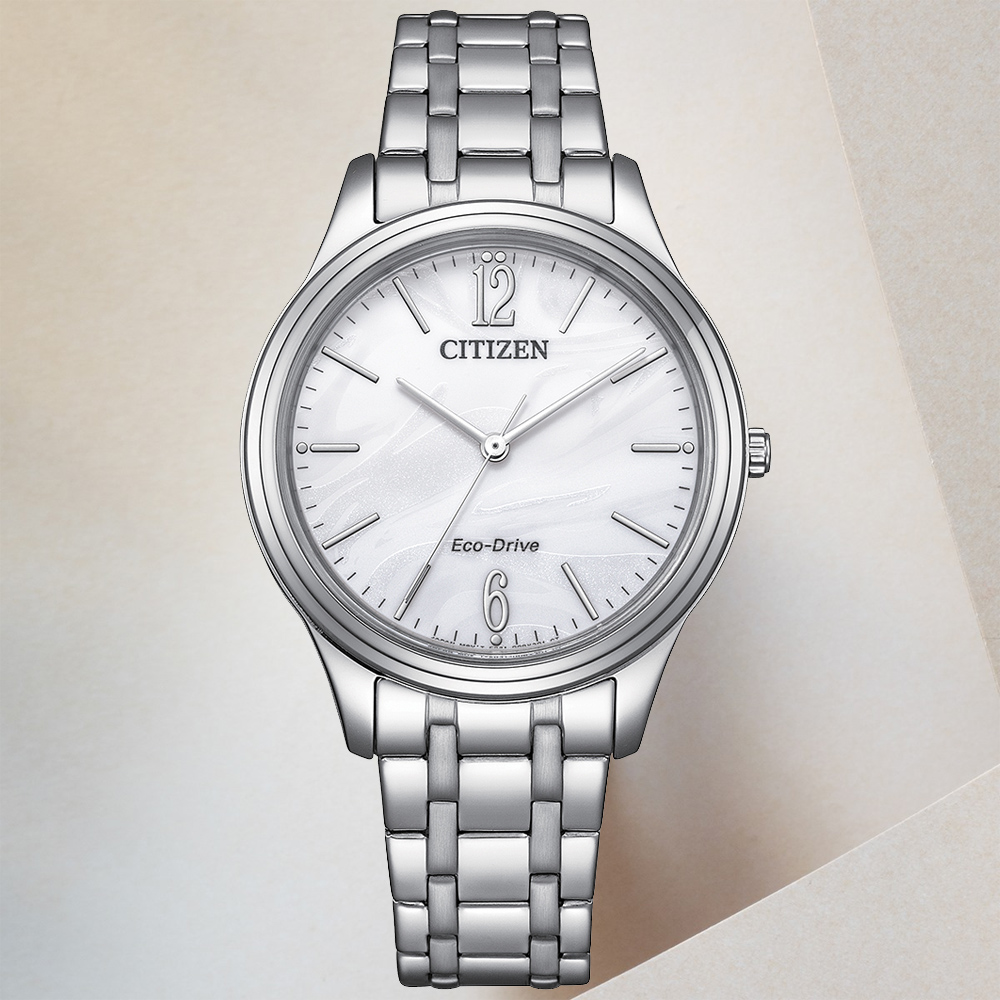 CITIZEN星辰 LADYS系列 光動能 優雅雲彩 經典腕錶 34mm / EM0411-71A