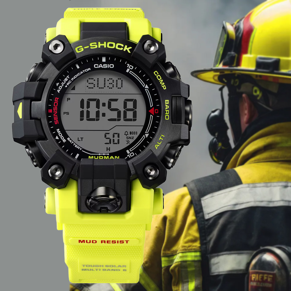 CASIO 卡西歐 G-SHOCK Master of G 泥人 亮黃 太陽能電波 多功能錶 GW-9500MRY-1A9