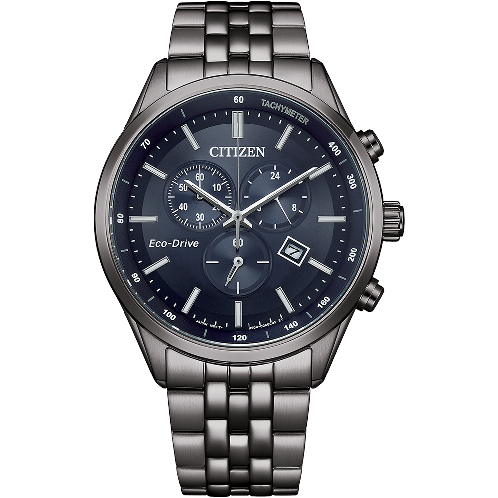 CITIZEN 星辰 亞洲限定款光動能三眼計時錶/海軍藍X黑/42mm/AT2577-57L