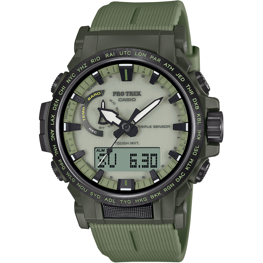 CASIO PRO TREK 環保太陽能三重感應電波登山錶/PRW-61LD-3