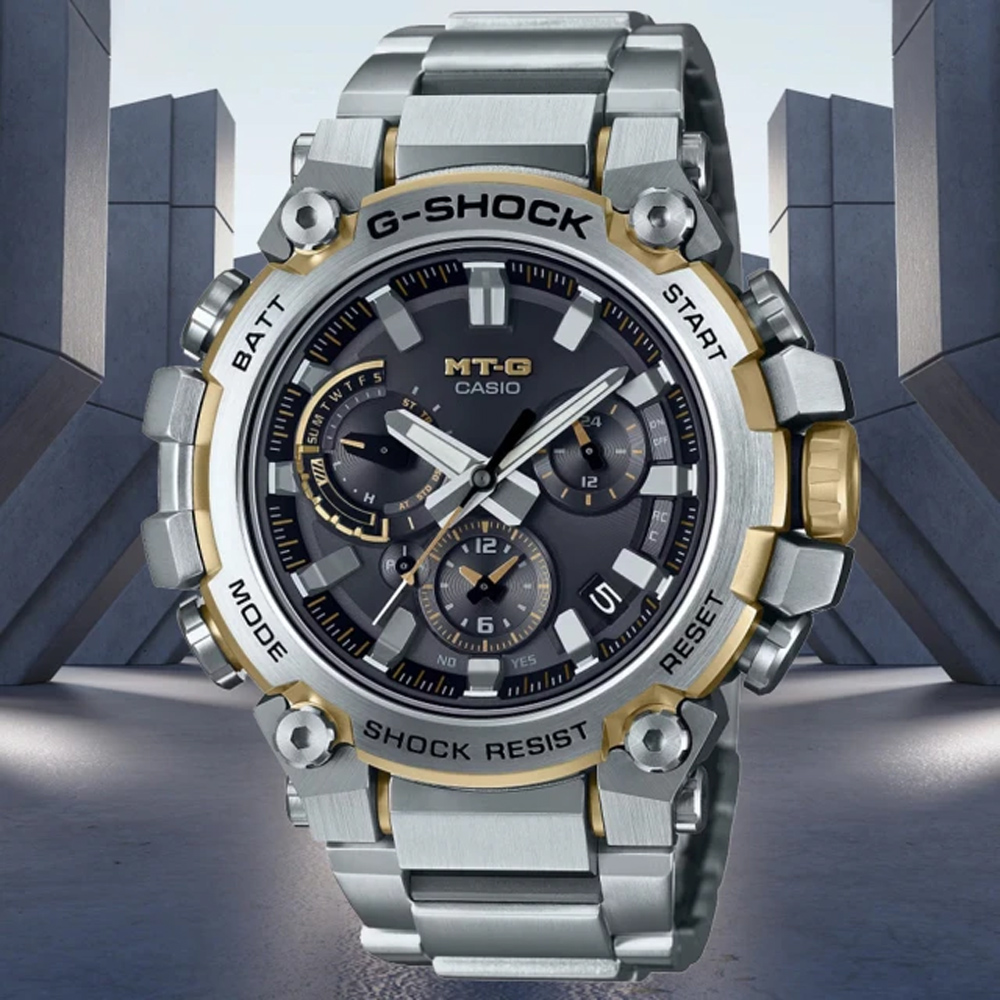 CASIO卡西歐 G-SHOCK MT-G系列 太陽能x藍芽連線 多功能電波腕錶 50.9mm / MTG-B3000D-1A9