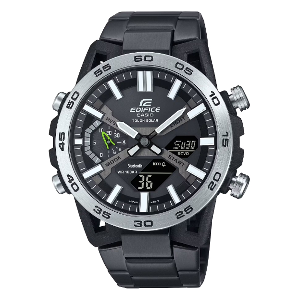 【CASIO 卡西歐】EDIFICE 方程式賽車懸吊系統 太陽能藍芽雙顯錶 ECB-2000DD-1A 47.8mm