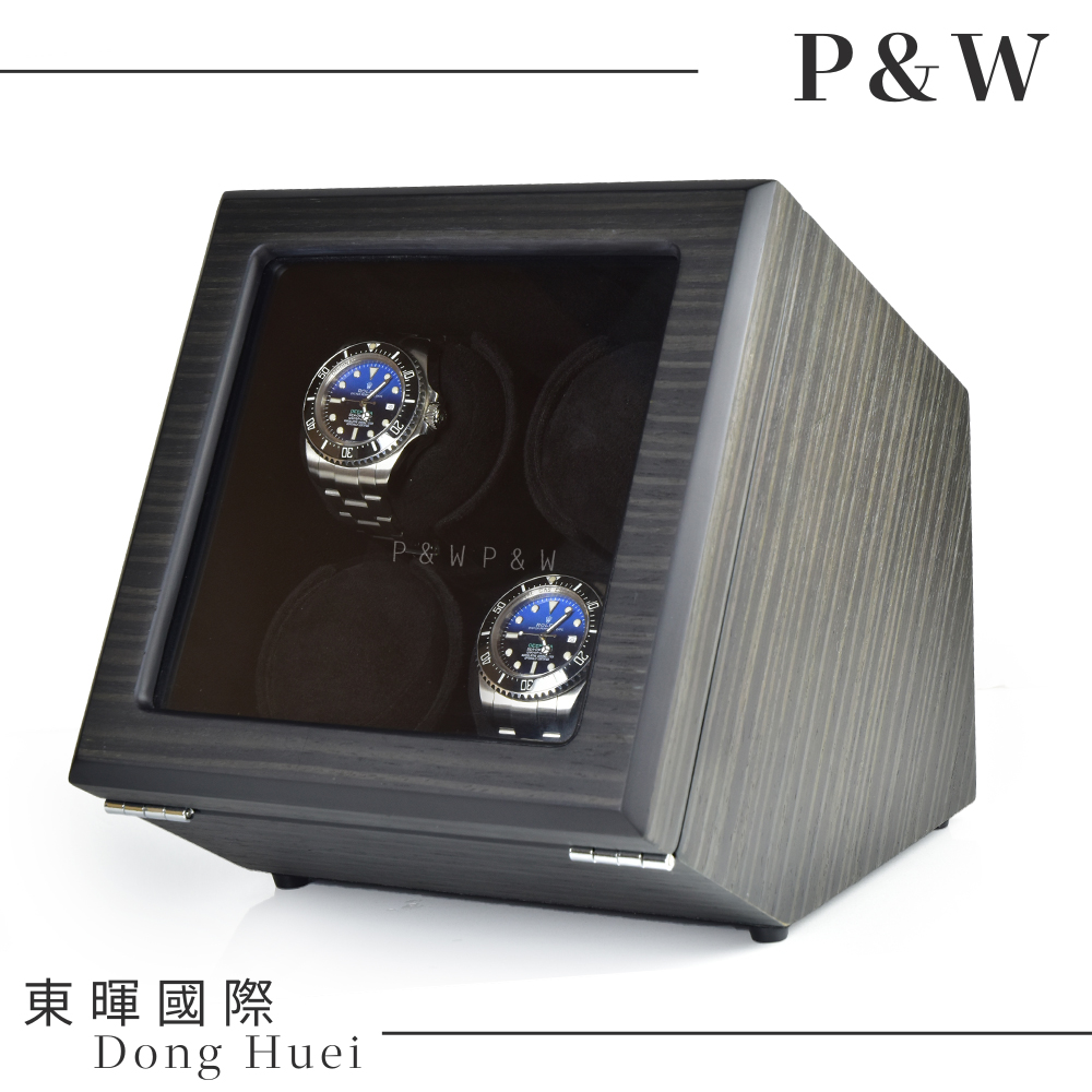 【P&W手錶自動上鍊盒】【玻璃鏡面】4支裝 四種模式【木質啞光烤漆】 (動力儲存盒、搖錶器)