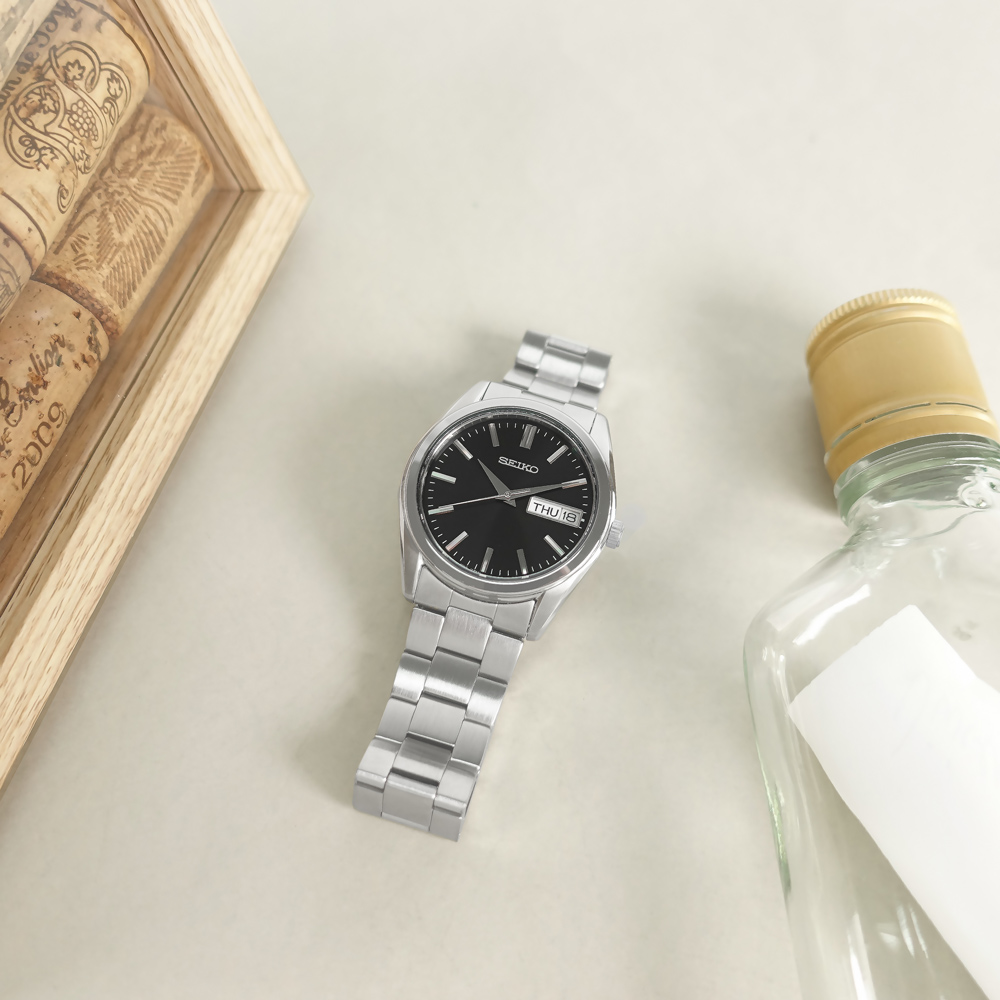 SEIKO 精工 / SBTH011 / 日本國內版 藍寶石水晶玻璃 星期日期 防水100米 黑色 37mm