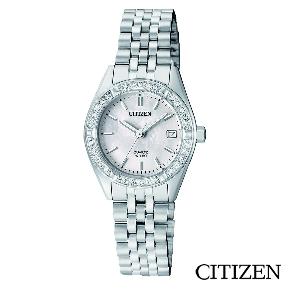 【CITIZEN星辰】施華洛世奇錶圈珍珠錶盤閃耀女仕手錶EU6060-55D