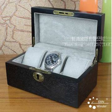 外銷美國橡木實木三入手錶首飾收納盒帶鎖