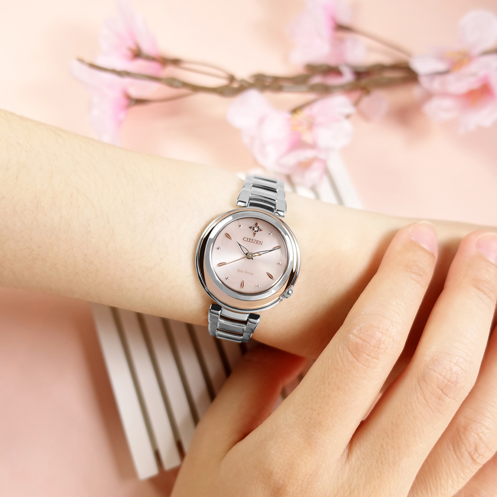 CITIZEN / EM0589-88X / L 光動能 優雅迷人 晶鑽 藍寶石水晶玻璃 不鏽鋼手錶 粉色 30mm