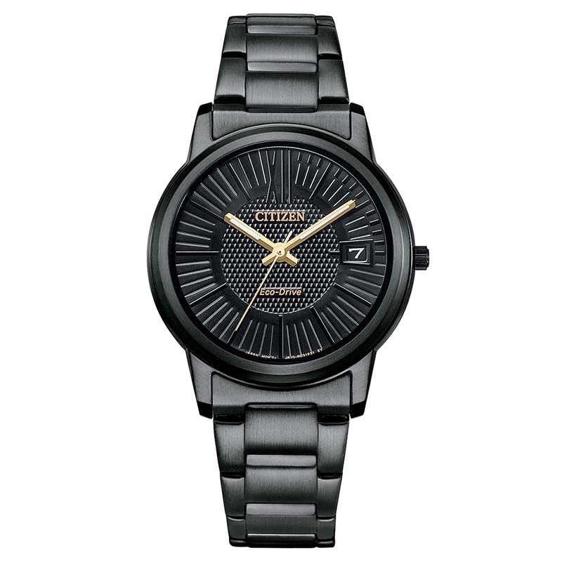 【CITIZEN】星辰 FE6017-85E 羅馬字 鋼錶帶 日期顯示 光動能女錶 黑 33.3mm