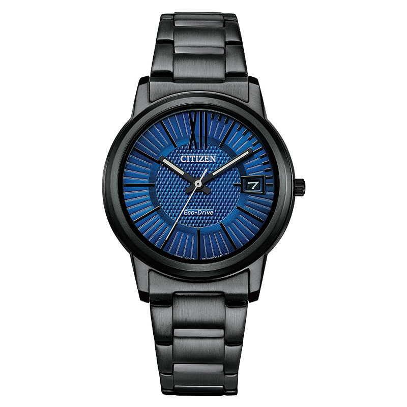 【CITIZEN】星辰 FE6017-85L 羅馬字 鋼錶帶 日期顯示 光動能女錶 藍/黑 33.3mm