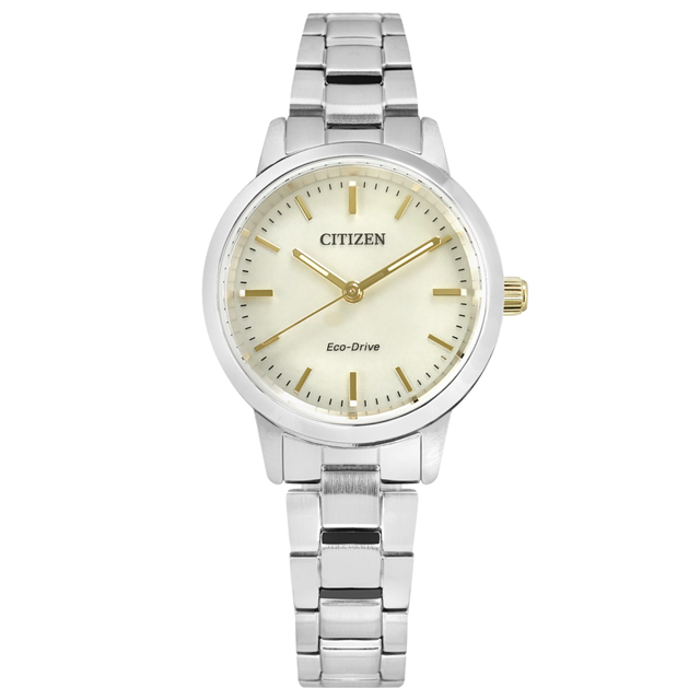 CITIZEN / EM0930-58P / 光動能 優雅迷人 礦石強化玻璃 不鏽鋼手錶 米白色 27mm
