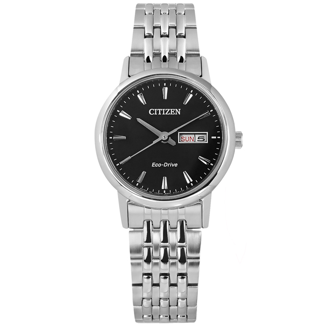 CITIZEN / EW3250-53E / 光動能 簡約時尚 藍寶石水晶玻璃 星期日期 不鏽鋼手錶 黑色 27mm