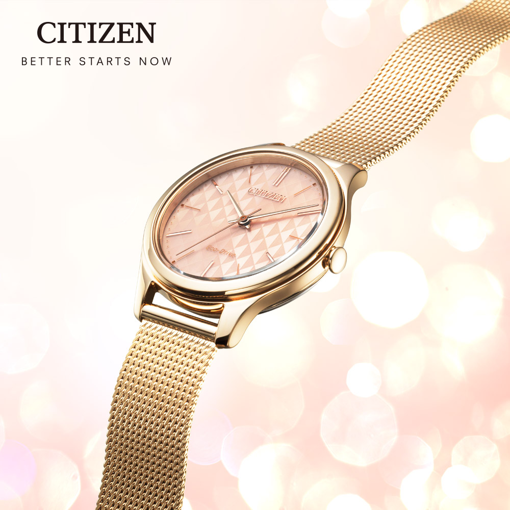 【CITIZEN】星辰 光動能樂來越愛米蘭帶女錶-玫瑰金/32mm(EM0503-83X)