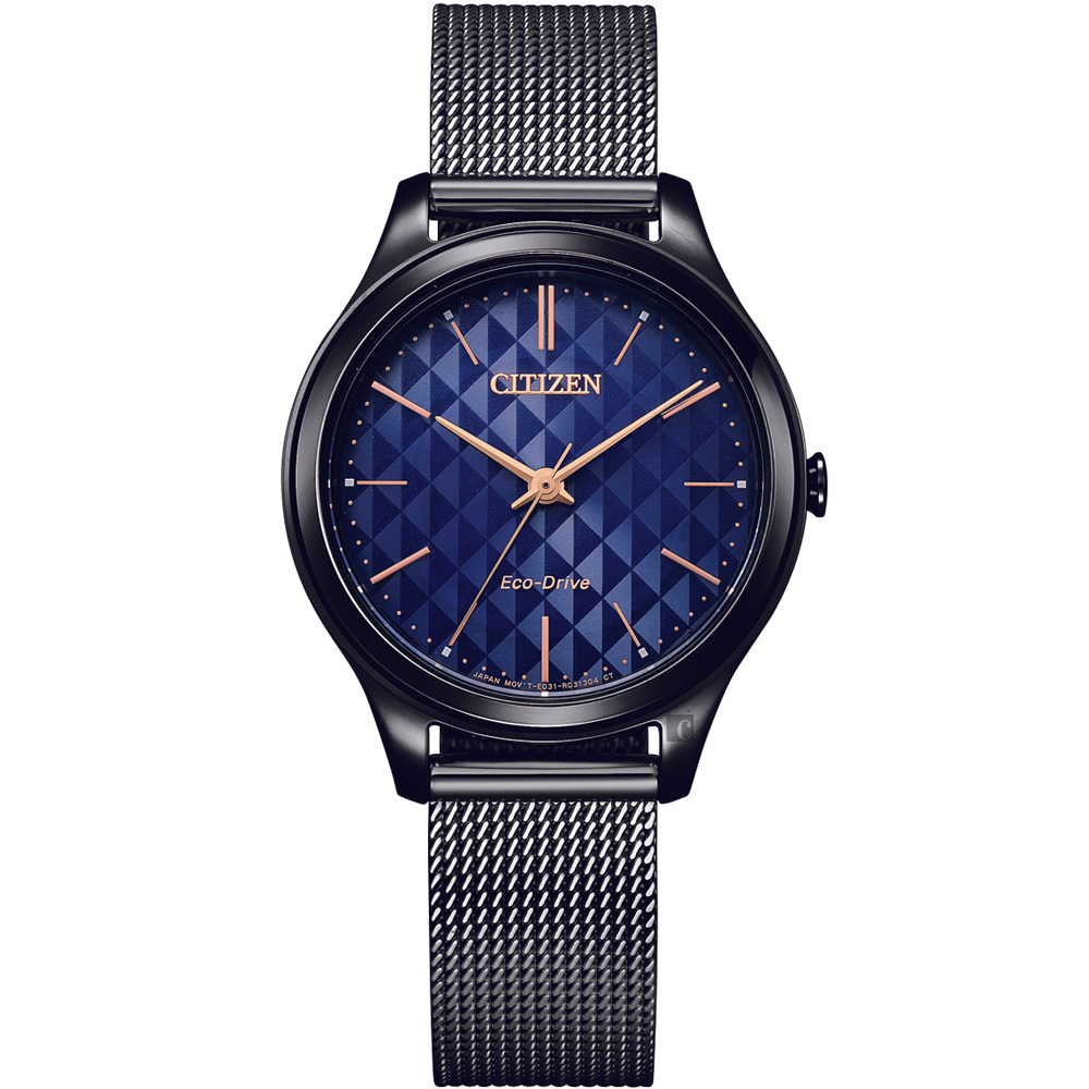 CITIZEN 星辰 光動能時尚米蘭帶大三針女錶 EM0505-88L