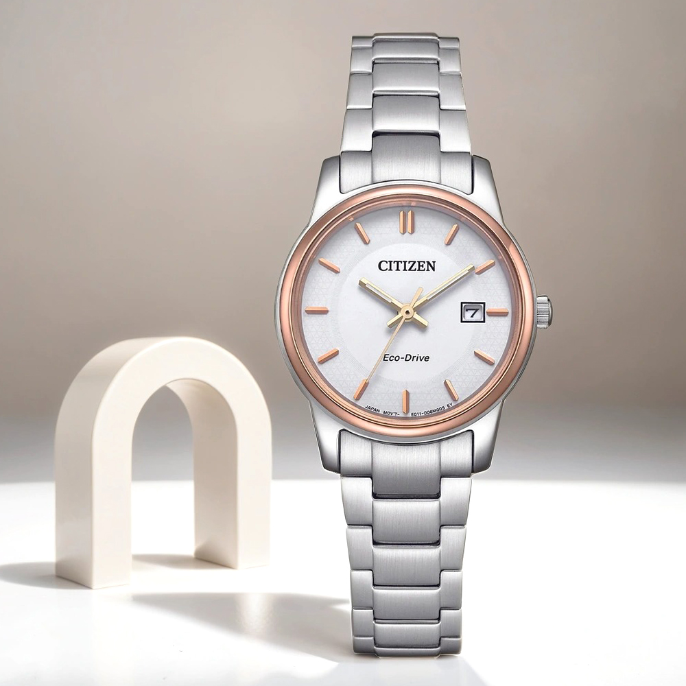 CITIZEN 星辰 光動能經典女錶-白/27.5mm(EW2319-71A)
