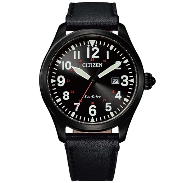 【CITIZEN】星辰 飛行者 簡約三針 皮革錶帶 光動能男錶 BM6835-23E 黑 42mm