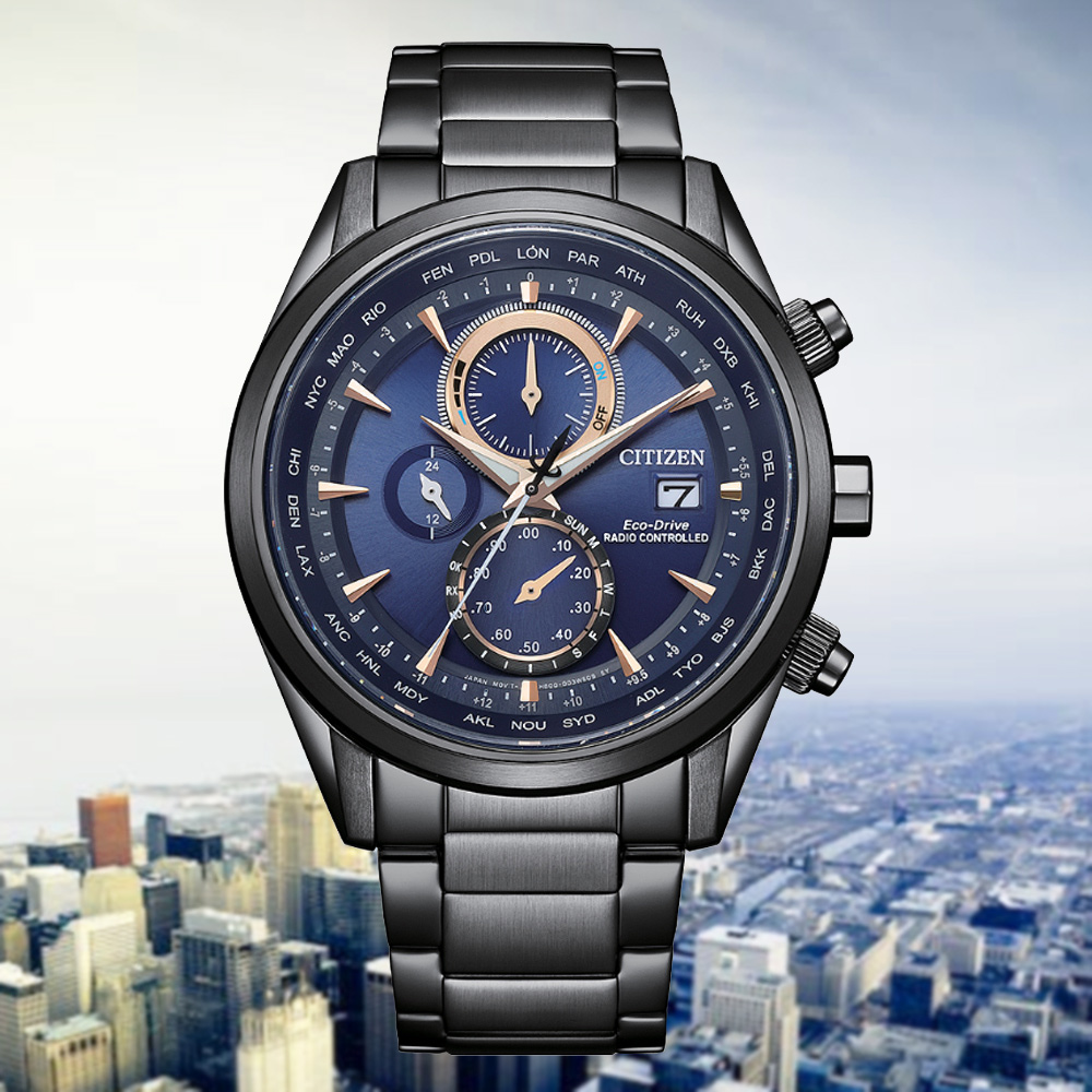 CITIZEN 星辰 GENTS 光動能 碼錶計時 電波對時腕錶 AT8265-81L
