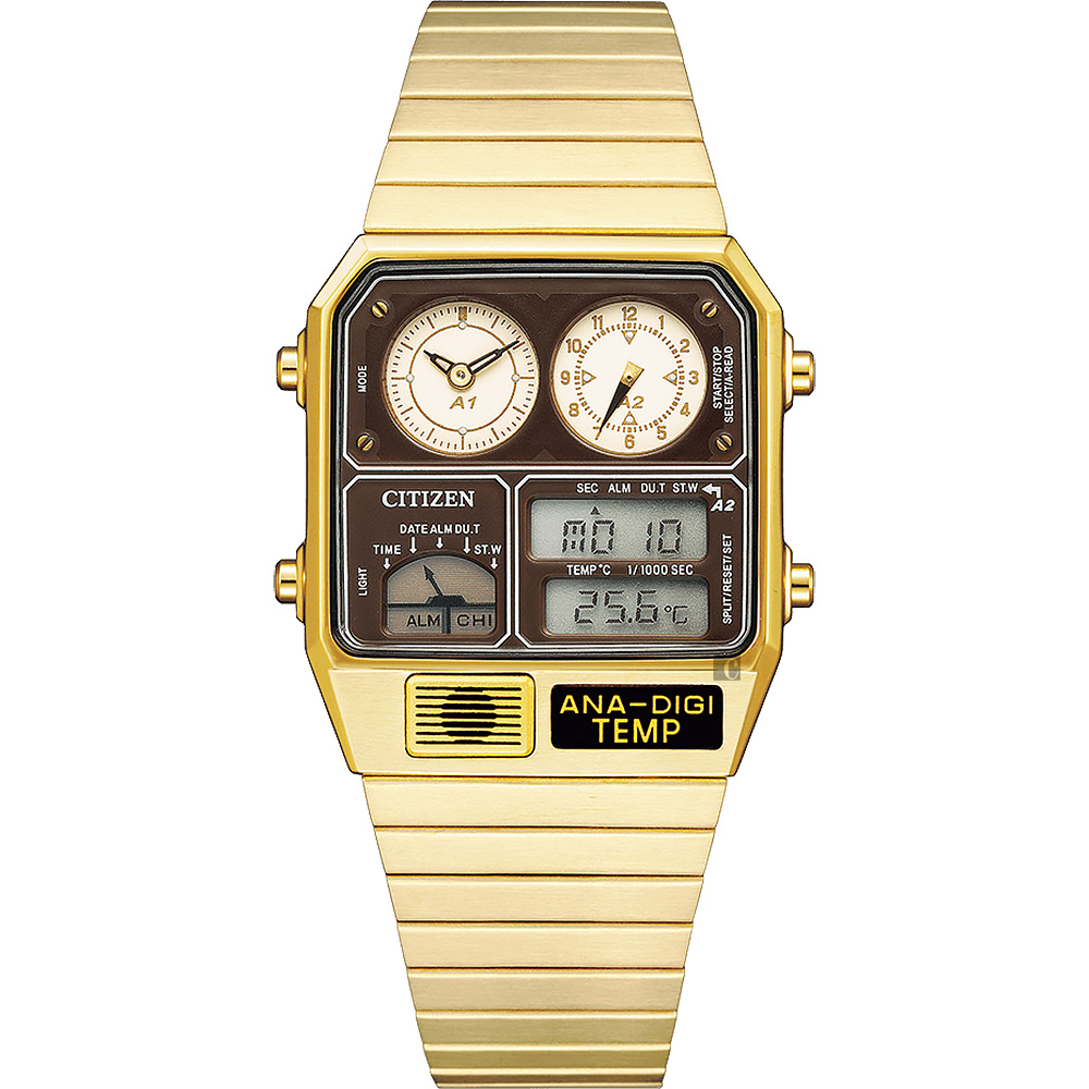 CITIZEN 星辰 ANA-DIGI TEMP 80年代復古設計手錶 指針/數位/溫度顯示 JG2103-72X