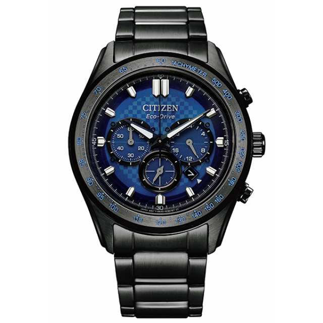 【CITIZEN】星辰 Chronograph 限定款 光動能 三眼計時 鋼錶帶男錶 CA4459-85L 藍/黑 41mm