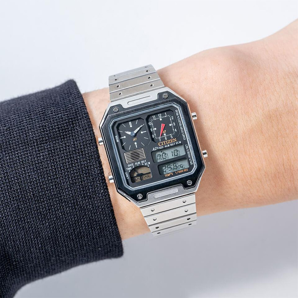 CITIZEN 星辰 Thermo Sensor 80年代復古設計手錶 指針/數位/溫度顯示 JG2126-69E