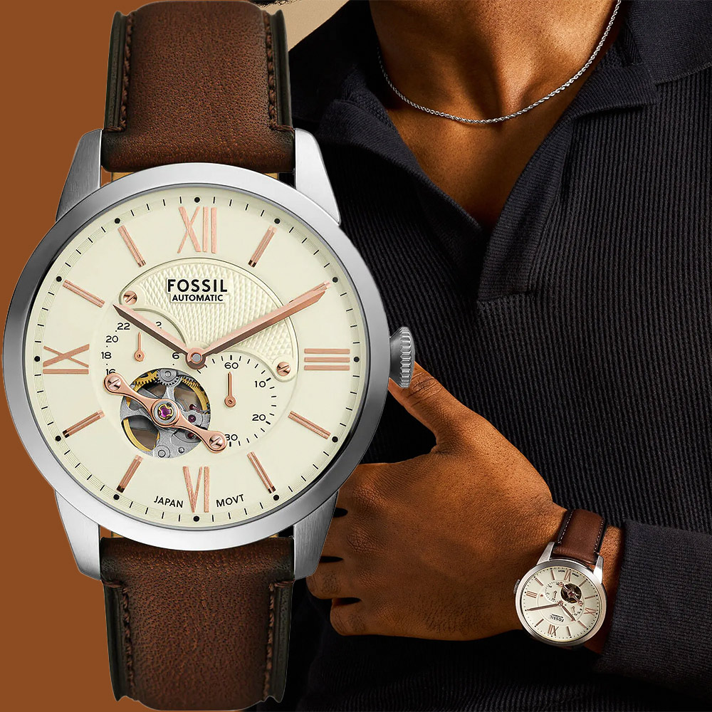 FOSSIL Townsman 摩登都會鏤空機械錶-44mm ME3266