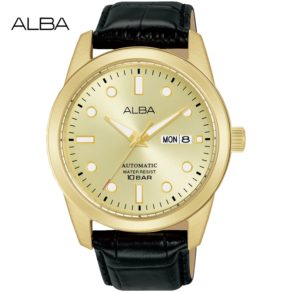 ALBA 雅柏 潛水風格時尚機械男錶/金X黑/42mm (Y676-X084G/AL4662X1)
