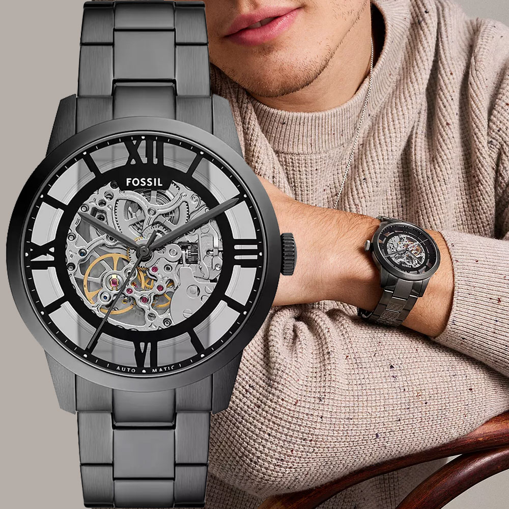 FOSSIL Townsman 爵士鏤空機械錶-44mm ME3268