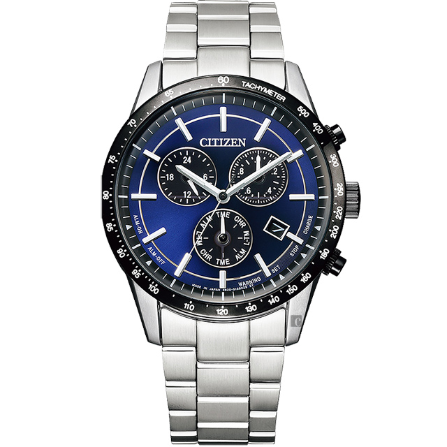 CITIZEN 星辰 萬年曆計時手錶-藍/39.5mm BL5496-96L