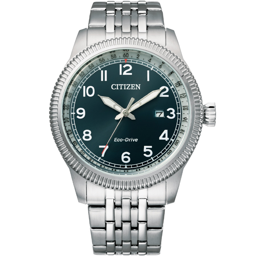 CITIZEN 星辰 GENTS光動能復古紳士腕錶/藍/42.5mm/BM7480-81L