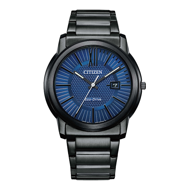 【CITIZEN】星辰 AW1217-83L 羅馬字 鋼錶帶 日期顯示 光動能男錶 藍/黑 42mm