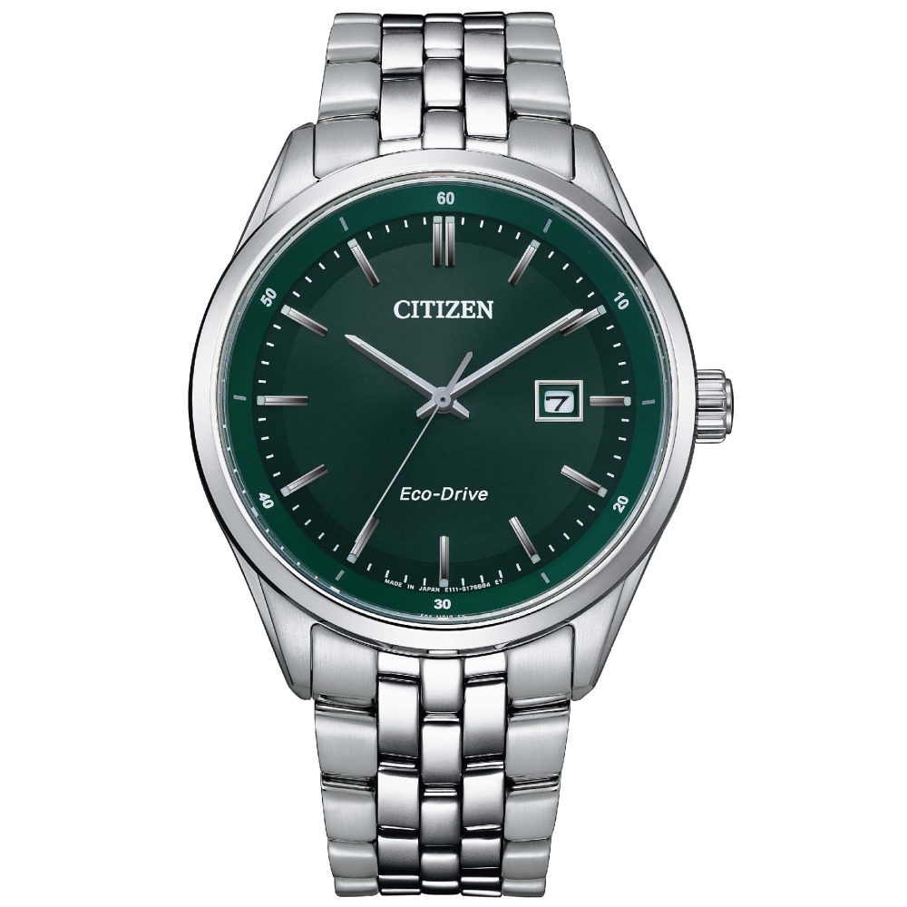 CITIZEN 綠面質感藍寶石鏡面光動能腕錶BM7569-89X