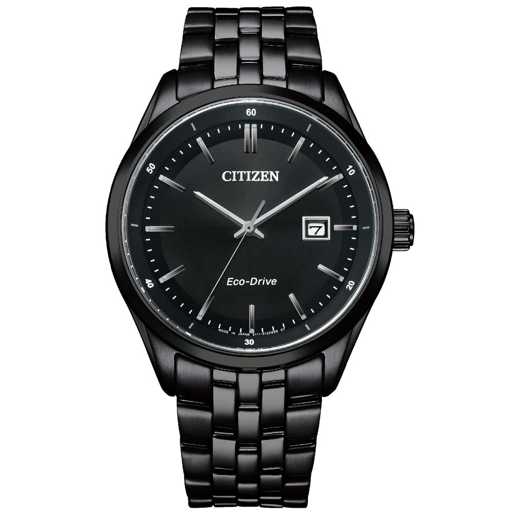 CITIZEN 黑鋼質感藍寶石鏡面光動能腕錶BM7565-80E